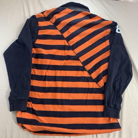 Old Navy Orange & Navy Striped Long Sleeve Collared Rugby Shirt Men's 3XL Polo - Picture 5 of 8